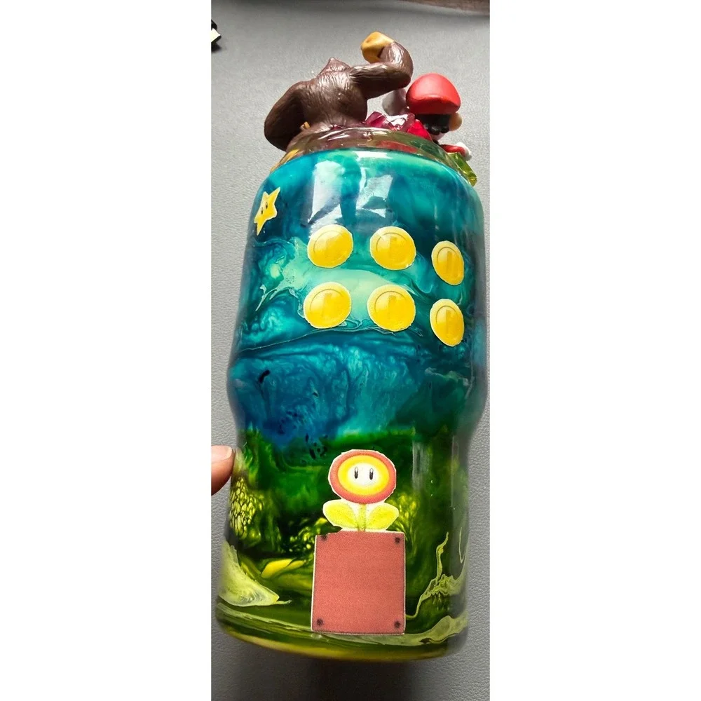 Super Mario Custom 3D Topper Stainless Steel Tumbler Luigi Donkey Kong SEE PICS